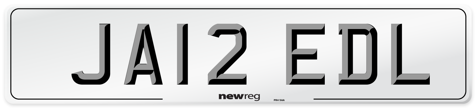 JA12 EDL Number Plate from New Reg